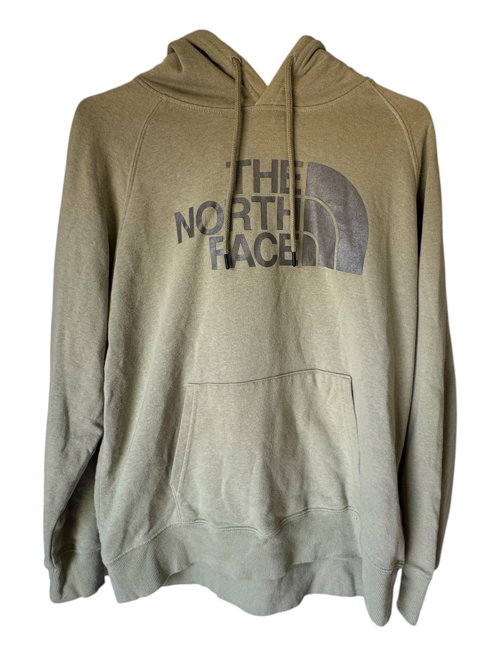 The North Face Tan Olive Green Silver Logo Women’s M High End Hoodie MINTY